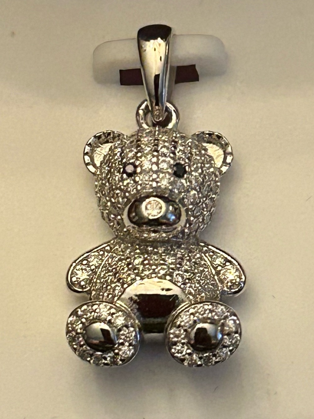 Sparkling 1.00CTW Moissanite 3-D Teddy 🧸 Bear Pendant in 925 Sterling Silver